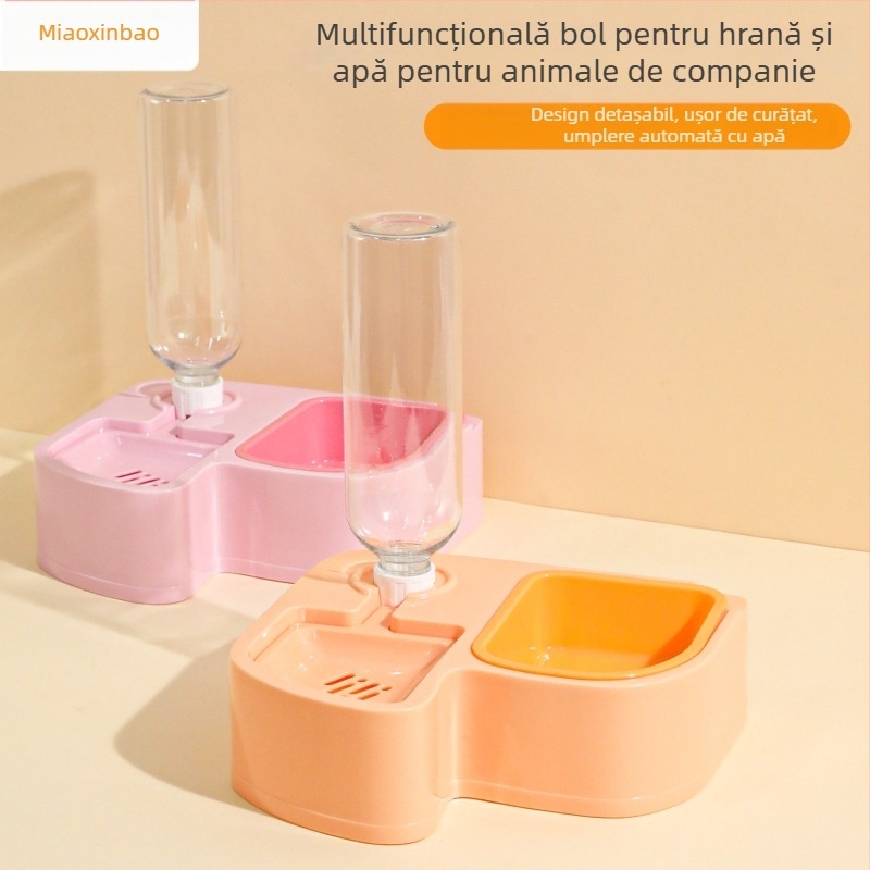Dispenser automat de apă și hrană pentru pisici, cu două boluri – ABS, alimentare automată, marcă Pipi tao