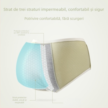 Chiloți pentru menstruație din bumbac, talie medie, anti-scurgeri, respirabili, confortabili