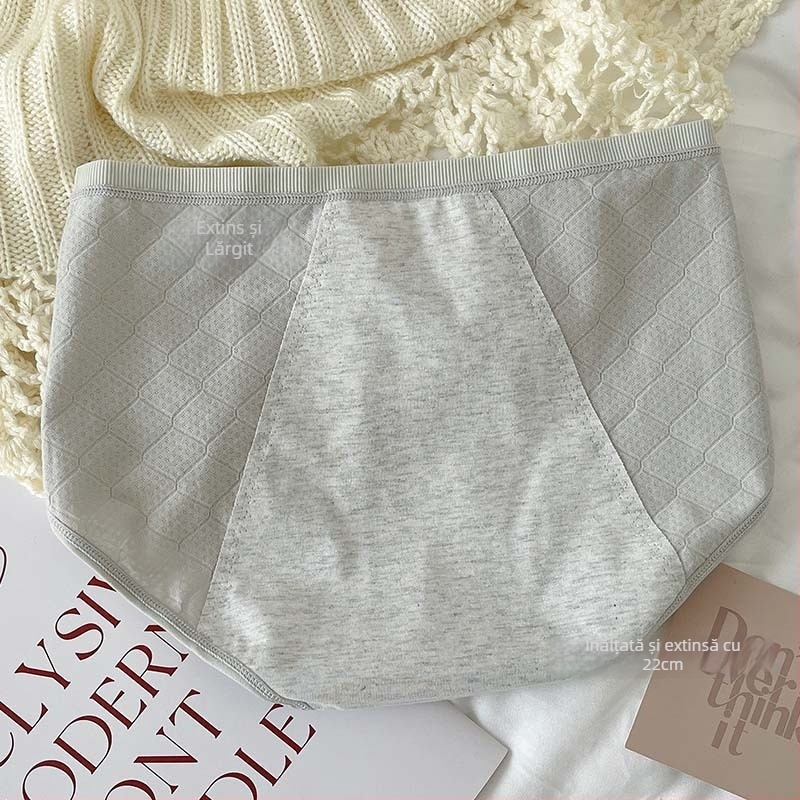 Slip de menstruație pentru femei, antibacterian, cu zona inghinală prelungită, talie medie, 100% bumbac, protecție împotriva scurgerilor