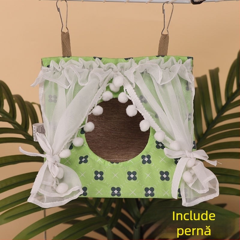 Cuib suspendat triunghiular pentru păsări – cuib respirabil de iarnă pentru păsări mici, din material textil, protecție împotriva deformării picioarelor