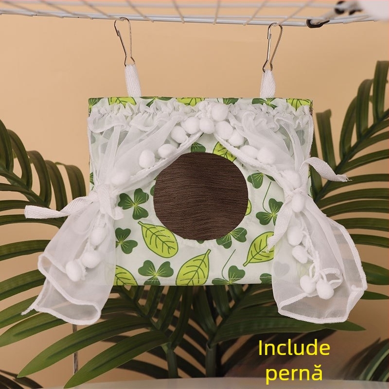 Cuib suspendat triunghiular pentru păsări – cuib respirabil de iarnă pentru păsări mici, din material textil, protecție împotriva deformării picioarelor