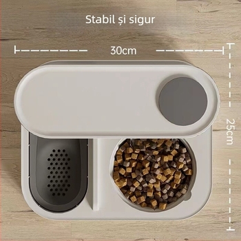 Hranitor automat și dozator de apă pentru pisici și câini – 2 în 1