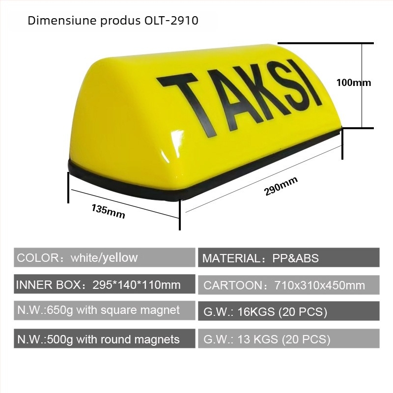 Lumină de plafon taxi OLT-2910, bază magnetică, LED 3W, 12V, 500 lm