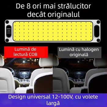 Lampă LED de plafon COB pentru vehicule — intrare 12-85V, 54/87/108 LED, dimensiuni 28×6.5×2.9 cm