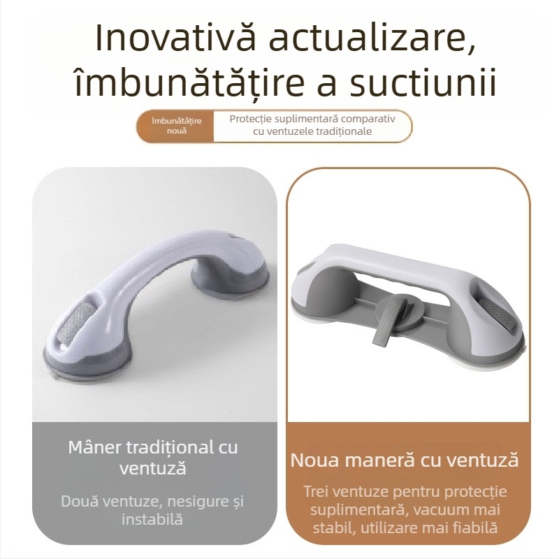 Mâner de duș cu ventuză – prindere de siguranță multifuncțională, din plastic, Modelul 7183, Brand Jihui