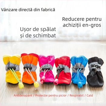 Pantofi pentru câini din piele sintetică, talpă moale, rezistenți la uzură, stil desen animat, potrivire universală (Model FBX888)