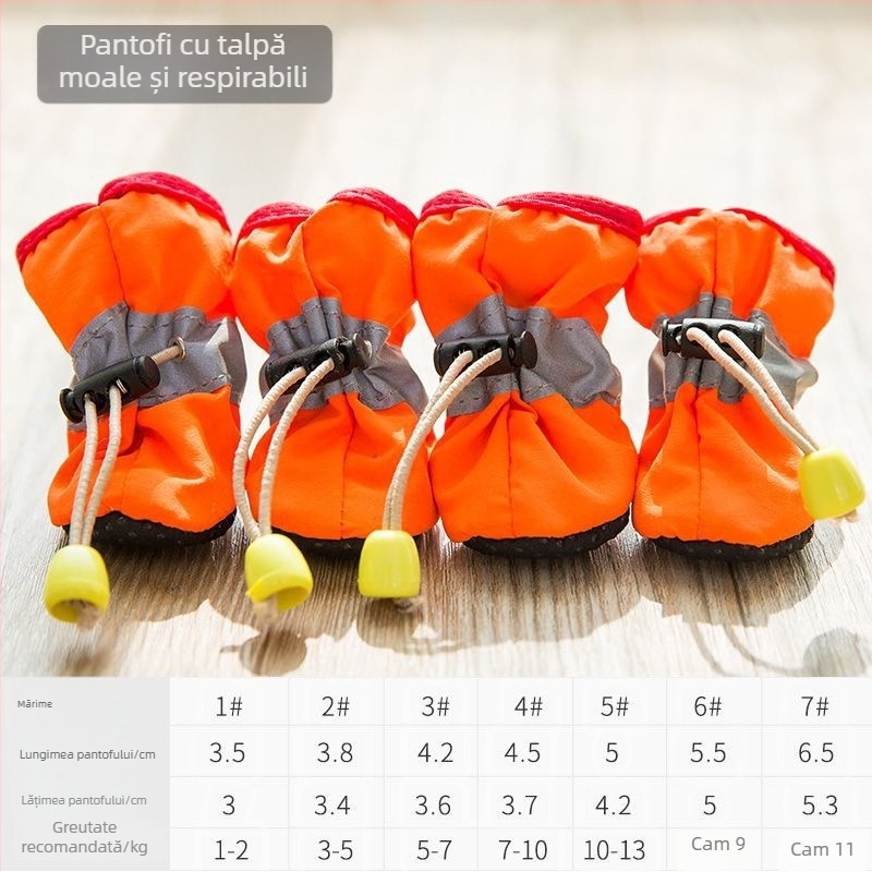 Pantofi pentru câini din piele sintetică, talpă moale, rezistenți la uzură, stil desen animat, potrivire universală (Model FBX888)