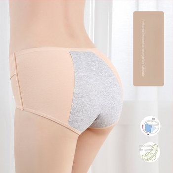 Lenjerie intimă menstruală din bumbac pentru femei, protecție împotriva scurgerilor laterale, țesătură principală 95% bumbac, căptușeală la zona crăpă 100% bumbac, uscare rapidă, talie medie