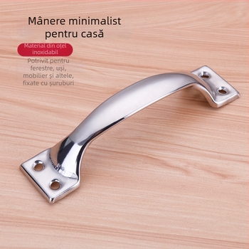 Mâner arcuit din oțel inoxidabil pentru dulapuri, sertare și ferestre, finisaj lustruit, model M, stil modern minimalist
