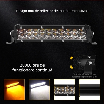 Proiector LED de lucru cu 20 LED-uri, bandă dublă, aliaj de aluminiu, 12–24V, IP67, model motor271