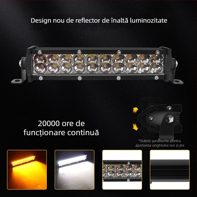 Proiector LED de lucru cu 20 LED-uri, bandă dublă, aliaj de aluminiu, 12–24V, IP67, model motor271