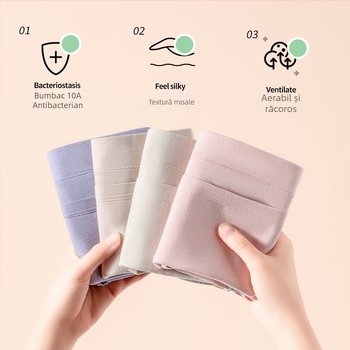 Lenjerie intimă menstruală, talie înaltă, protecție împotriva scurgerilor, țesătură principală 95% bumbac, căptușire 100% bumbac
