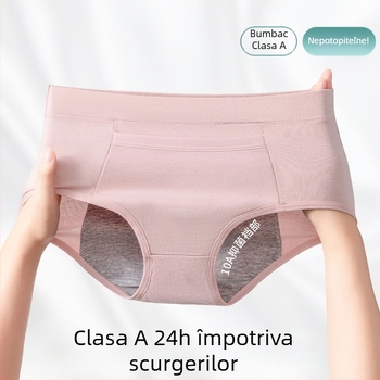 Lenjerie intimă menstruală, talie înaltă, protecție împotriva scurgerilor, țesătură principală 95% bumbac, căptușire 100% bumbac