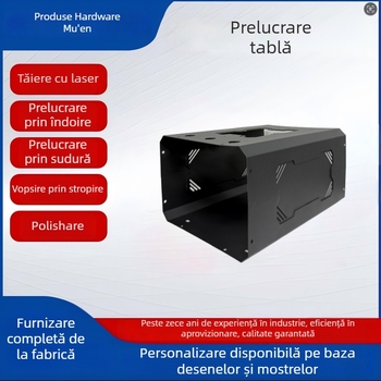 Carcasă din tablă pentru echipamente industriale, fabricație personalizată; materiale: oțel inoxidabil, aliaj de aluminiu, fier, oțel carbon, oțel inoxidabil 304, placă de cupru; grosime 0,5–20 mm; tăiere cu laser și îndoire; toleranță ±0,01–0,1 mm; tratam