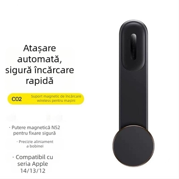 Suport pentru telefon auto cu design pliabil și ventuză disc magnetic pentru bord (montaj adeziv; universal; compatibil cu bordul; putere 0W; nu este reîncărcabil)