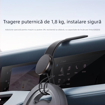 Suport pentru telefon auto cu design pliabil și ventuză disc magnetic pentru bord (montaj adeziv; universal; compatibil cu bordul; putere 0W; nu este reîncărcabil)