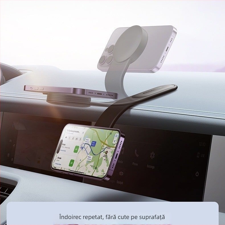 Suport pentru telefon auto cu design pliabil și ventuză disc magnetic pentru bord (montaj adeziv; universal; compatibil cu bordul; putere 0W; nu este reîncărcabil)