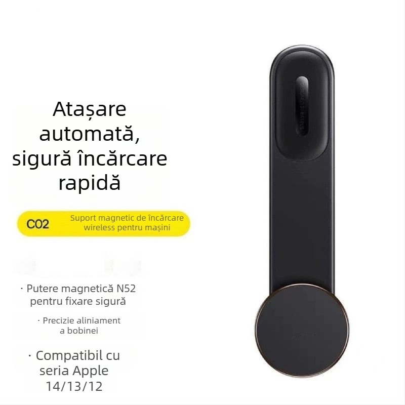 Suport pentru telefon auto cu design pliabil și ventuză disc magnetic pentru bord (montaj adeziv; universal; compatibil cu bordul; putere 0W; nu este reîncărcabil)