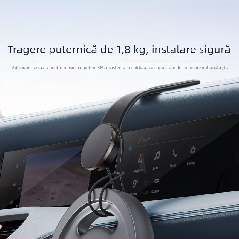Suport pentru telefon auto cu design pliabil și ventuză disc magnetic pentru bord (montaj adeziv; universal; compatibil cu bordul; putere 0W; nu este reîncărcabil)