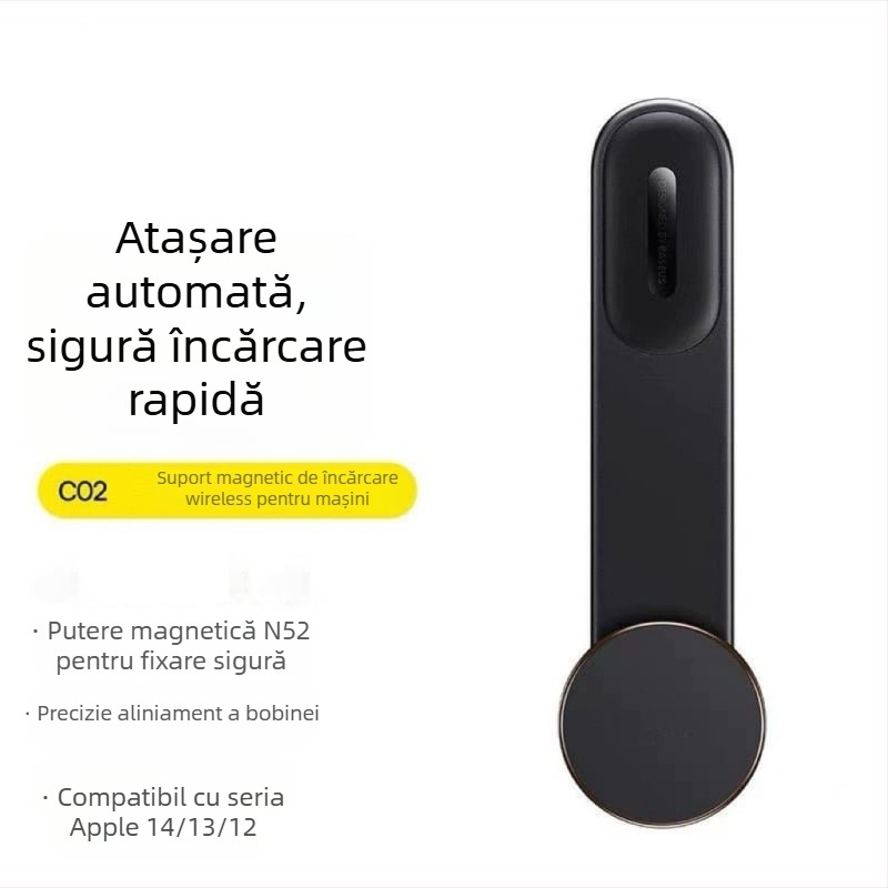 Suport pentru telefon auto cu design pliabil și ventuză disc magnetic pentru bord (montaj adeziv; universal; compatibil cu bordul; putere 0W; nu este reîncărcabil)