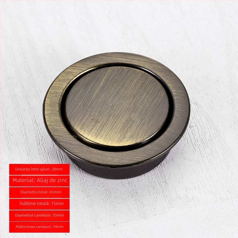 Mâner ascuns pentru dulap și sertar, formă rotundă tatami, Sowegu 6880, stil modern minimalist, aliaj Catalpa