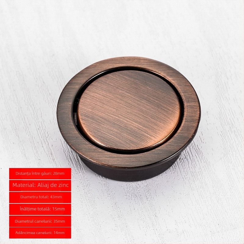 Mâner ascuns pentru dulap și sertar, formă rotundă tatami, Sowegu 6880, stil modern minimalist, aliaj Catalpa