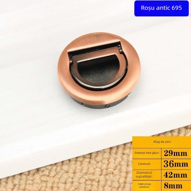 Mâner ascuns pentru dulap și sertar, formă rotundă tatami, Sowegu 6880, stil modern minimalist, aliaj Catalpa