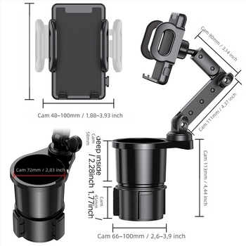 Suport auto pentru pahar și telefon, 2 în 1, din PC/ABS, model SD-1055, origine Yuyao/Ningbo/Zhejiang