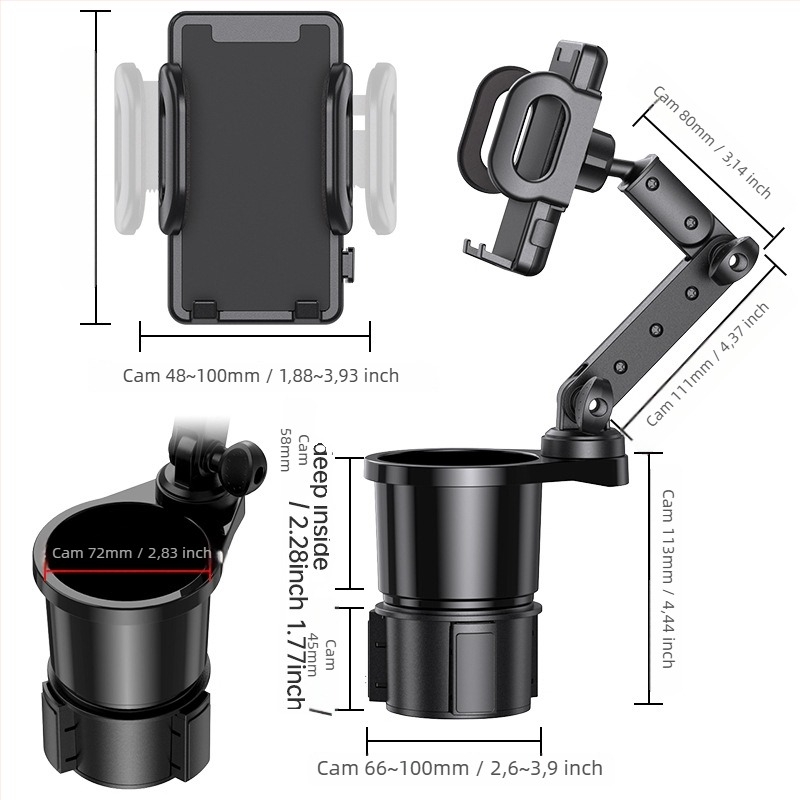 Suport auto pentru pahar și telefon, 2 în 1, din PC/ABS, model SD-1055, origine Yuyao/Ningbo/Zhejiang