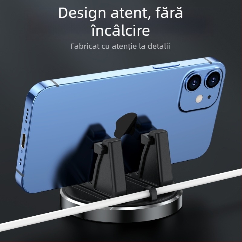 Suport universal pentru telefon auto cu ventuză, rotire la 360° pe planșa de bord, rezistent la șocuri