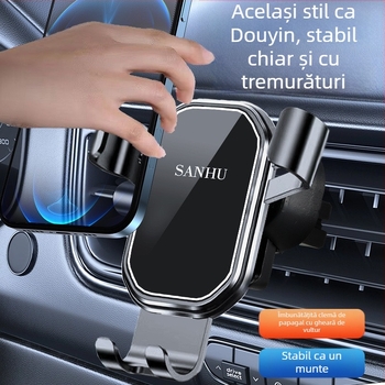 Suport pentru telefon auto cu montaj pe ventilarea aerului, senzor de gravitație, design oglindă triunghiular, montaj snap-on
