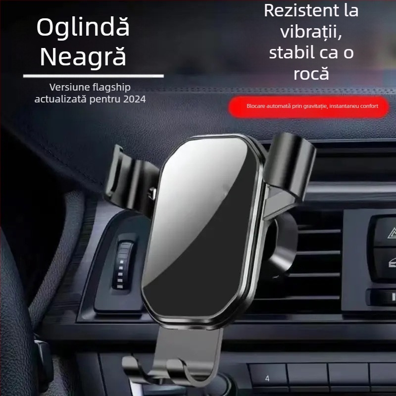Suport pentru telefon auto cu montaj pe ventilarea aerului, senzor de gravitație, design oglindă triunghiular, montaj snap-on