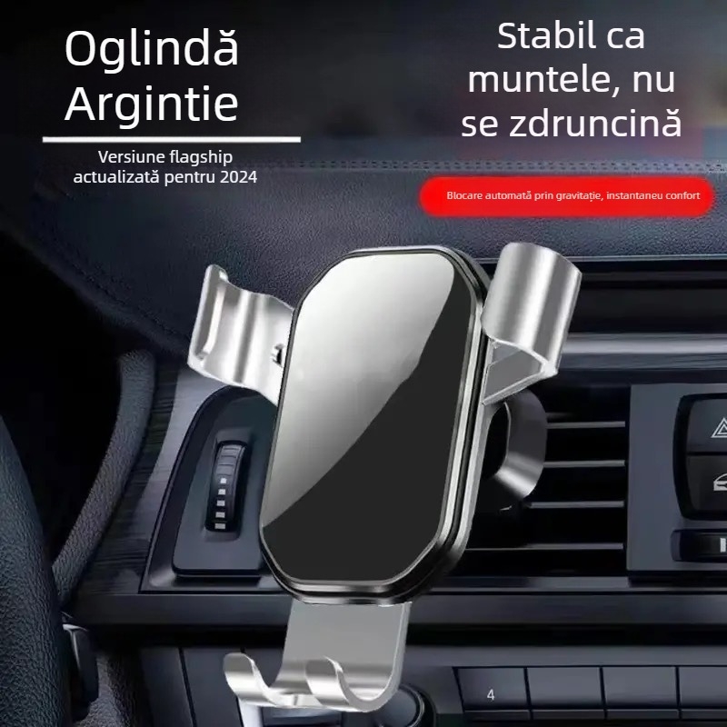 Suport pentru telefon auto cu montaj pe ventilarea aerului, senzor de gravitație, design oglindă triunghiular, montaj snap-on