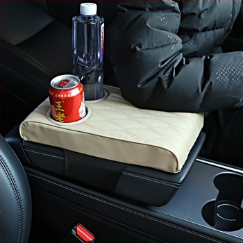 Padă pentru cotieră auto cu suporturi pentru două pahare, husă din piele, potrivire universală — model 3218, greutate 480 g, origine Guangzhou