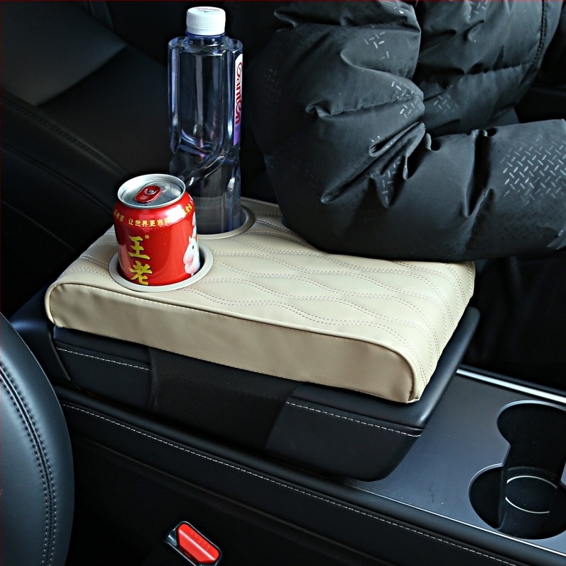Padă pentru cotieră auto cu suporturi pentru două pahare, husă din piele, potrivire universală — model 3218, greutate 480 g, origine Guangzhou