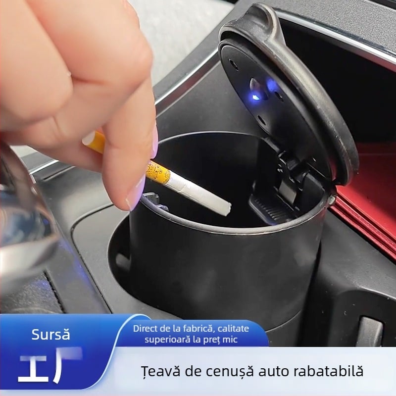 Cenușar auto din plastic, cu capac, ignifug, model universal AC-819