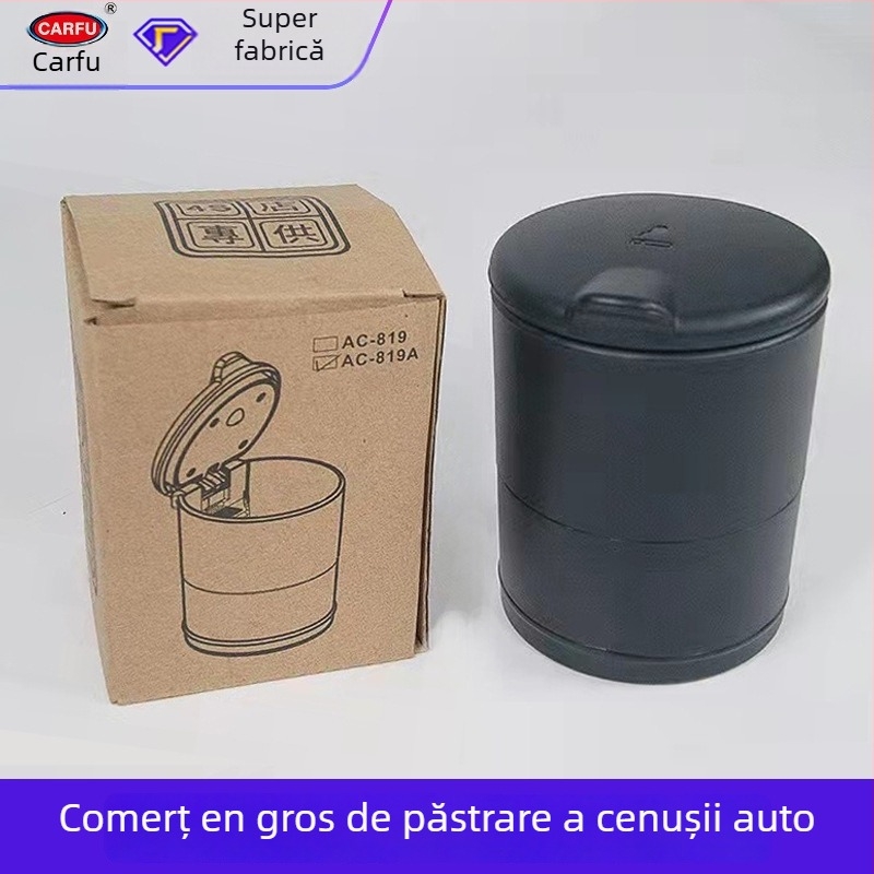 Cenușar auto din plastic, cu capac, ignifug, model universal AC-819