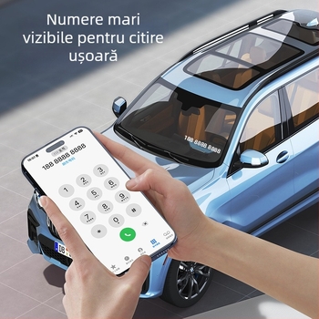 Semn de parcare 2-în-1 cu placă de număr de telefon montată pe mașină, construcție metalică, imprimare logo posibilă