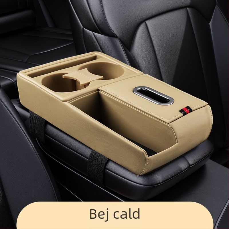 Organizator auto din piele cu cutie pentru șervețele și suport pentru pahar, potrivire universală, origine Guangzhou, prelucrare personalizată