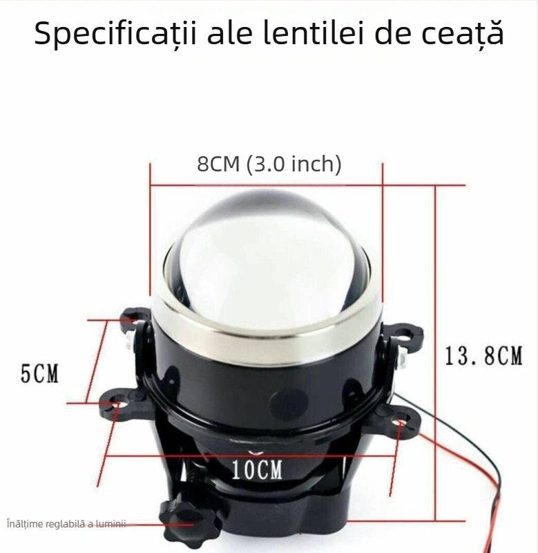 Far de ceață frontal HID cu lentile duble, 55W, 12V, 6000LM, 6000K, compatibil cu modelele Toyota precum Corolla, Prado, RAV4, Highlander