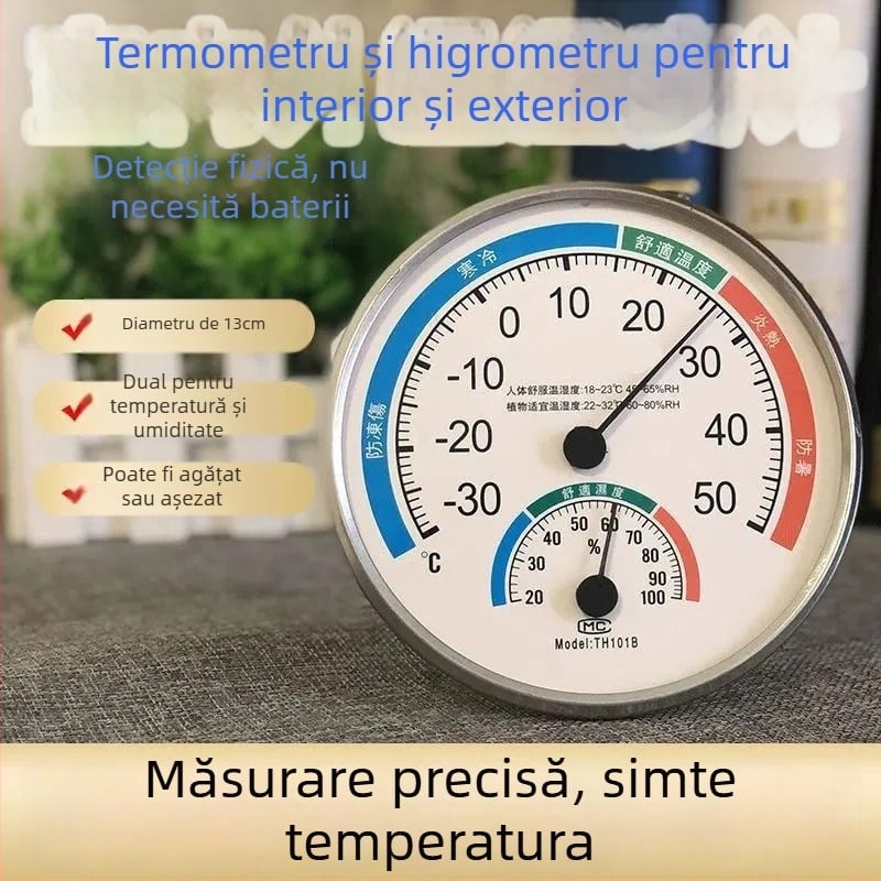 Higrometru și termometru, formă rotundă, -20 până la 50°C