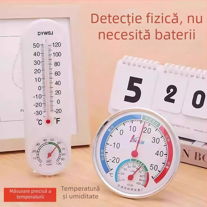 Higrometru și termometru, formă rotundă, -20 până la 50°C