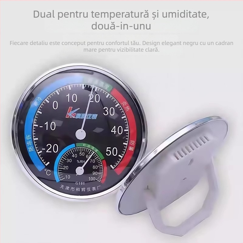 Higrometru și termometru, formă rotundă, -20 până la 50°C