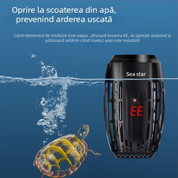 Sârmă încălzitoare pentru țestoase, încălzitor compact automat cu temperatură constantă pentru acvarii cu țestoase și pești, mini încălzitor cu controlul temperaturii pentru nivel scăzut de apă