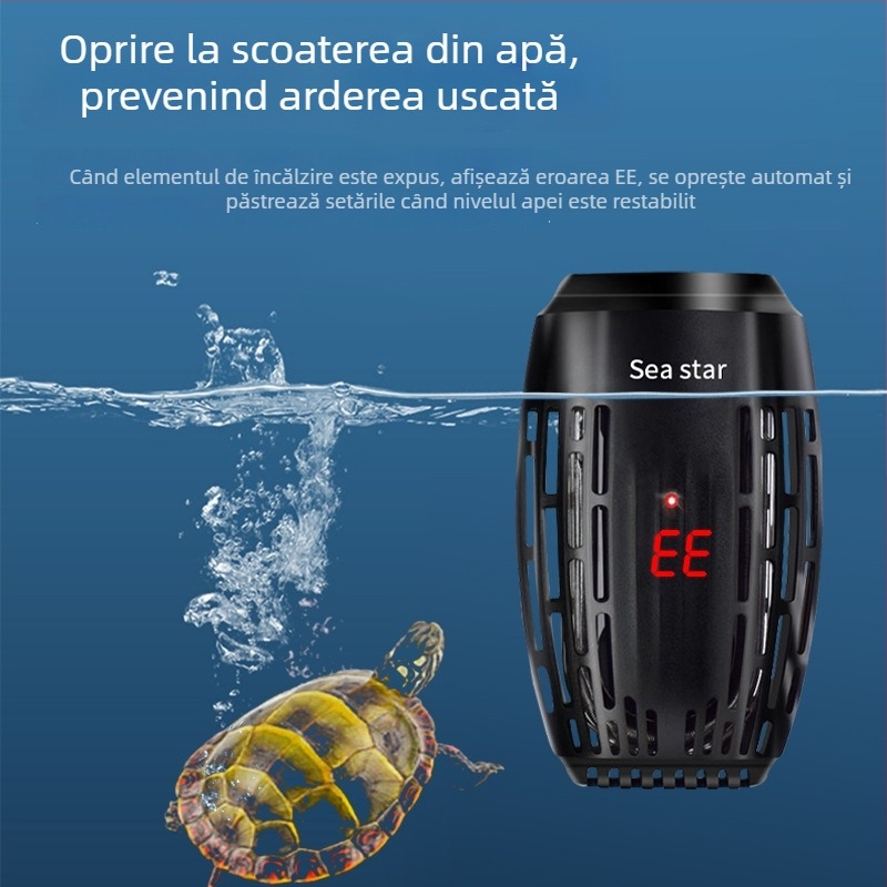 Sârmă încălzitoare pentru țestoase, încălzitor compact automat cu temperatură constantă pentru acvarii cu țestoase și pești, mini încălzitor cu controlul temperaturii pentru nivel scăzut de apă