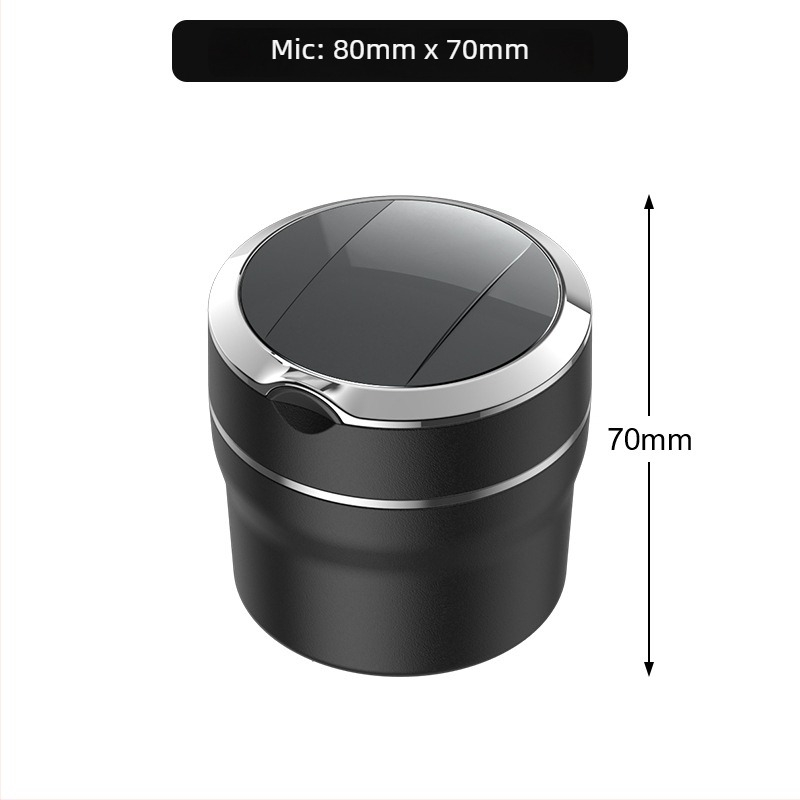 Scrumieră auto cu inserție ceramică ignifugă, iluminare LED, capac, model L3889, greutate 116 g