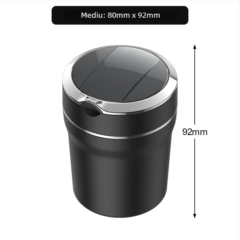 Scrumieră auto cu inserție ceramică ignifugă, iluminare LED, capac, model L3889, greutate 116 g