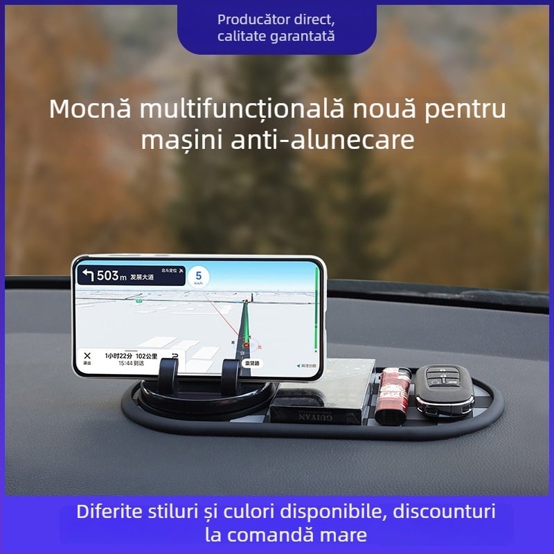 Suport auto pentru telefon pe bord cu pernă anti-alunecare, PVC, rezistent la temperaturi înalte, lavabil