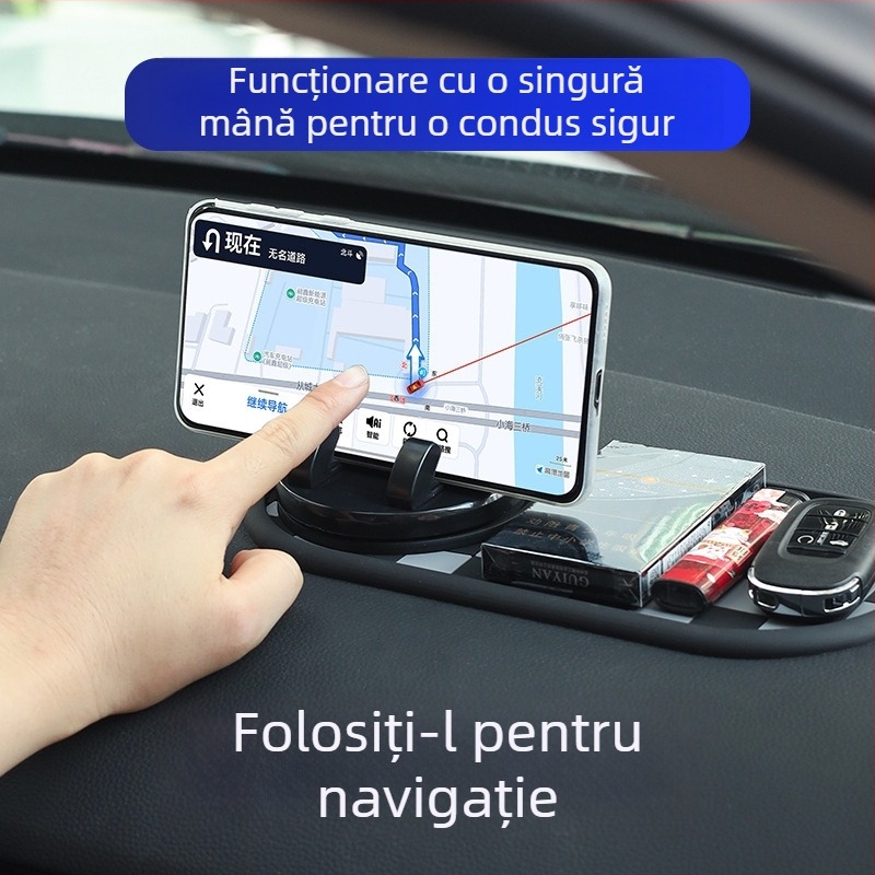 Suport auto pentru telefon pe bord cu pernă anti-alunecare, PVC, rezistent la temperaturi înalte, lavabil