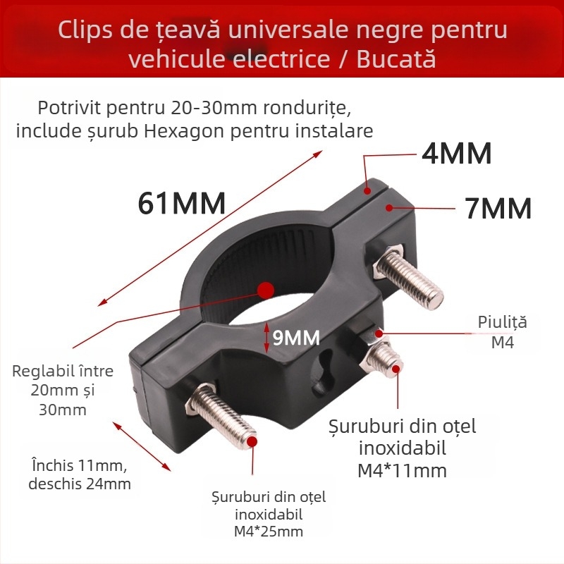 Mojielong Clește universal pentru țeavă – bază de montaj pentru far pentru motociclete și vehicule electrice